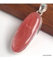 Pendentif Rhodochrosite gel ovale allongé véritable argent 925