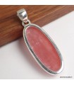 Pendentif Rhodochrosite gel ovale allongé véritable argent 925