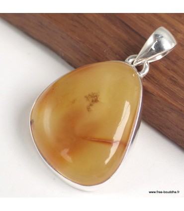 Pendentif Ambre de la Baltique argent 925 asymétrique certificat inclus