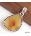 Pendentif Ambre de la Baltique argent 925 asymétrique certificat inclus