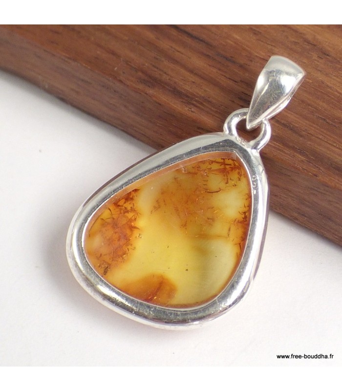 HENRYKA Collier d’Ambre Baltique en Argent Sterling 925 et Cognac, Pendentif Pierre de Naissance, Bijoux de la Saint-Valentin, Cadeau de Demoiselle