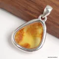 Bijou Pendentif véritable Ambre de la Baltique asymétrique - Bijoux en Ambre de la Baltique