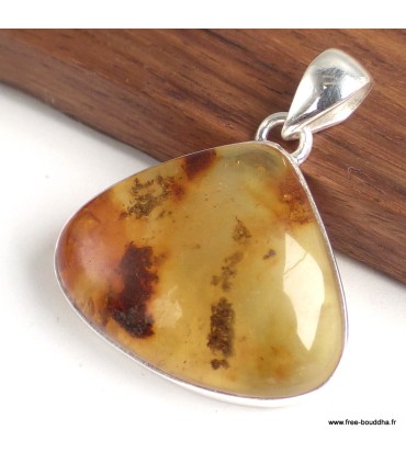 Pendentif Ambre de la Baltique argent 925 pierre naturelle certifiée