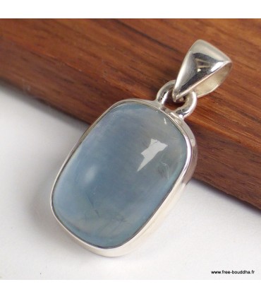 Pendentif Fluorite bleue rectangulaire authentique argent 925