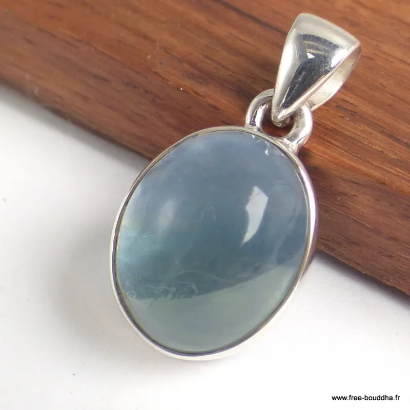 Pendentif Fluorite bleue verte ovale - Bijoux en Fluorite