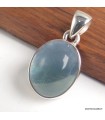Pendentif Fluorite bleue verte ovale authentique argent 925