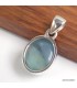Pendentif Fluorite bleue verte ovale authentique argent 925