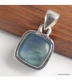 Pendentif Fluorite bleue carrée pierre naturelle argent 925