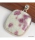 Pendentif Tourmaline rose sur Quartz carré authentique argent 925