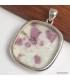 Pendentif Tourmaline rose sur Quartz carré authentique argent 925