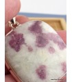 Pendentif Tourmaline rose sur Quartz carré authentique argent 925