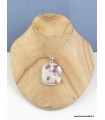 Pendentif Tourmaline rose sur Quartz carré authentique argent 925