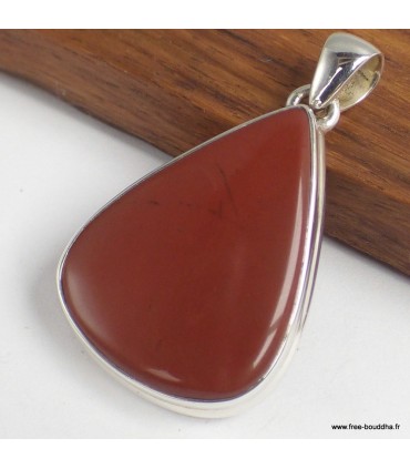 Pendentif Jaspe rouge argent 925 poinçonné authentique