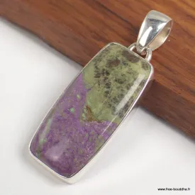 Pendentif Stichtite sur Serpentine rectangulaire - Bijoux en Stichite