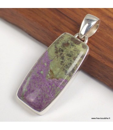 Pendentif Stichtite sur Serpentine argent 925 véritable authentique

