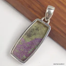 Pendentif Stichtite sur Serpentine rectangulaire - Bijoux en Stichite