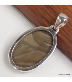 Pendentif Silex rayé argent 925 pierre rare certifiée
