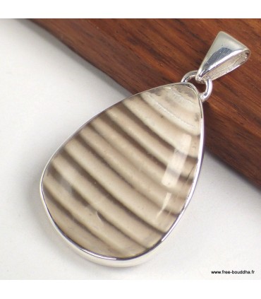 Pendentif Silex rayé goutte argent 925 véritable certifié