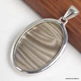 Pendentif oval en Silex à rayures - Bijoux en Silex