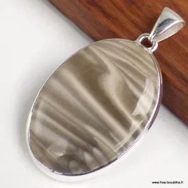Pendentif oval en Silex à rayures - Bijoux en Silex