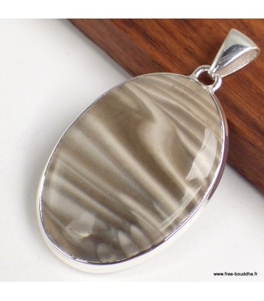Pendentif Silex rayé argent 925, pierre naturelle et authenticité