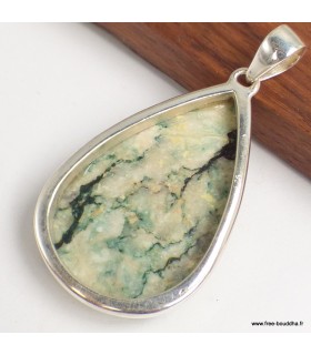 Pendentif Mariposite goutte argent 925 pierre naturelle certifiée