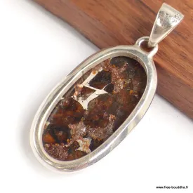 Gros Pendentif Authentique Pallasite forme ovale - Bijoux en Pallasite