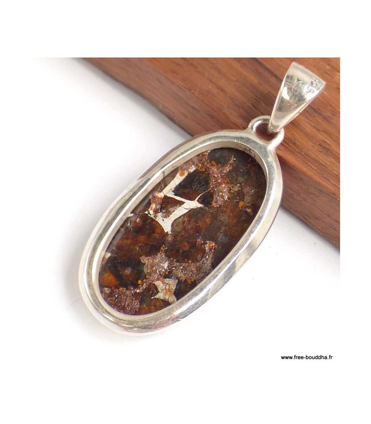 Pendentif Ancien En Argent Massif 925 - Longueur 38mm, Pierre Ronde, Occasion