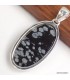 Pendentif Obsidienne floconneuse ovale argent 925 véritable certifié