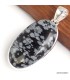 Pendentif Obsidienne floconneuse ovale argent 925 véritable certifié