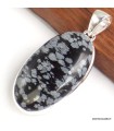 Pendentif Obsidienne floconneuse ovale argent 925 véritable certifié