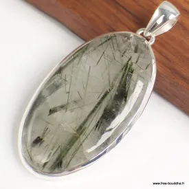 Gros pendentif Actinolite verte ovale - Pendentifs pierres naturelles