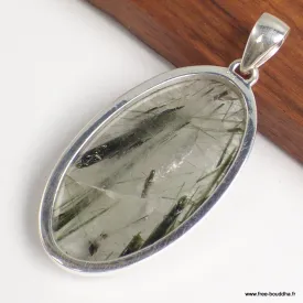 Gros pendentif Actinolite verte ovale - Pendentifs pierres naturelles