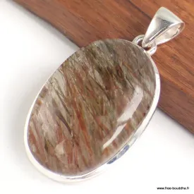 Pendentif ovale en Actinolite verte - Bijoux en Actinolite