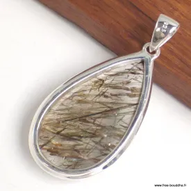 Pendentif bijou Actinolite verte forme goutte - Bijoux en Actinolite