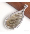 Véritable pendentif Actinolite verte argent 925 avec certificat