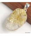 Pendentif Lépidolite jaune brut argent 925 poinçonné authentique