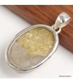 Pendentif Lépidolite jaune brut argent 925 poinçonné authentique