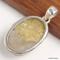 Pendentif argent oval Lépidolite jaune brute - Bijoux en Lépidolite jaune