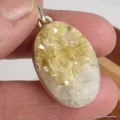 Pendentif argent oval Lépidolite jaune brute - Bijoux en Lépidolite jaune