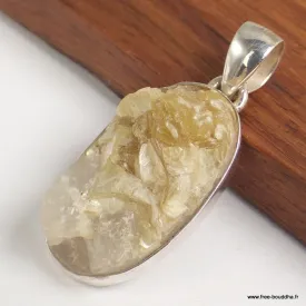 Pendentif oval en Lépidolite jaune brute - Bijoux en Lépidolite jaune