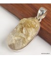 Pendentif Lépidolite jaune brute argent 925 ovale certificat inclus