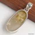 Pendentif oval en Lépidolite jaune brute - Bijoux en Lépidolite jaune