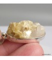 Pendentif Lépidolite jaune brute argent 925 ovale certificat inclus