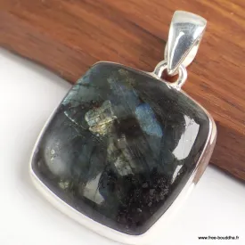 Pendentif Larvikite carré - Bijoux en Pierre de lune