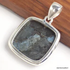 Pendentif Larvikite carré - Bijoux en Pierre de lune