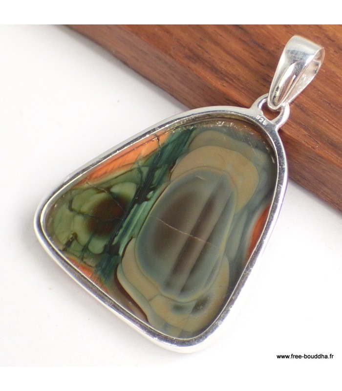 Pendentif Jaspe impérial argent 925 poinçonné authentique