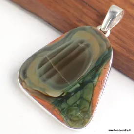 Pendentif argent Jaspe imperial forme libre - Bijoux en Jaspe Impérial