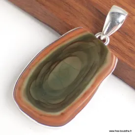 Pendentif Jaspe impérial marron kaki - Bijoux en Jaspe Impérial