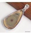 Pendentif Jaspe impérial jaune kaki argent 925 véritable certifié